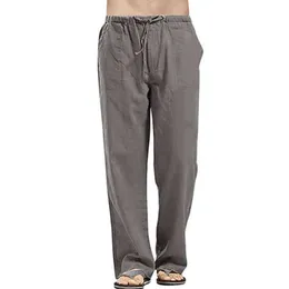 Pantaloni larghi oversize autunnali da uomo Pantaloni lunghi alla moda in lino vintage Pantaloni casual in vita elastica Pantalon solido S/4XL
