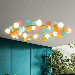 Nordic style pendant lamp art multicolor wreath living room led chandelier creative atmosphere diningroom master bedroom bar hanging lamps