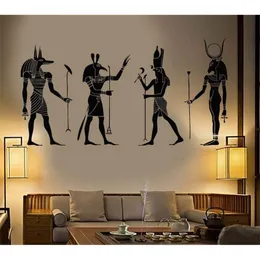 Duża dekoracja ścienna Egipt Egipcjanin Gods Naklejki Vinyl Art Zdejmowany Plakat Nowoczesny Ornament Anubis Ra Seth Apis Mural D547 210308