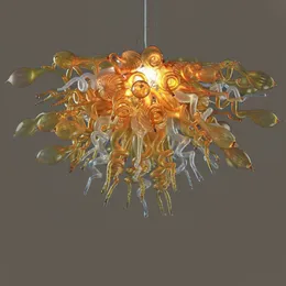 Brun Clear Lampor Italien Skräddarsydda Handblåst Glas Ljuskristaller Taklampa med LED-lampor 28 med 24 tum