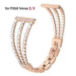 Fitbit Versa için Gül Altın Bilezik Versa 2/3 / Lite Band Değiştirme Kadın Fitbit Sense Bileklik Bling Fitbit Sense Correa Lüks H0915