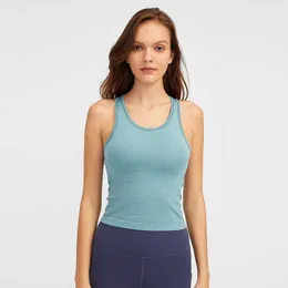 Racerback Tank Top Snug Fit Sleeveless Yoga Shirt Brushed Women Workout Top Sports Shirt with Padded Bra
