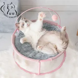 Shuangmao Cat Bed House Pet Small Cats Hammockベッドマット子猫窓ラウンジャー屋内巣ケンネル寝ている子犬クッション2101006