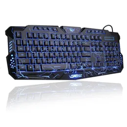 Keyboards LED 3 Color Backlight/Crackle M-200 Multimedia Ergonomic USB Gaming Keyboard