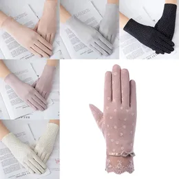 Summer Sun Protection Gloves Cotton Glove for Women Dot Women's Thin Female Lace Drive Touch Screen Slip-resistant6pairs/12pcs