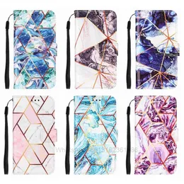 Capas de carteira de couro de mármore geométrico para iphone 13 mini 12 pro max 11 xr xs max x 8 7 6 cromado granito pedra rocha banhado titular livro flip