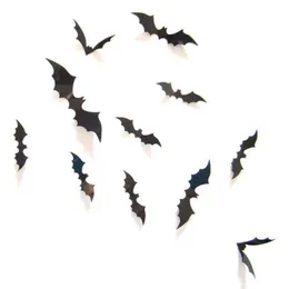 New Fashion Halloween Decorations DIY Supplies 3D Decorative Scary Bats Wall Decal Wall Sticker Decor Home Window Decoration Set 12pcs,Black Home Decor