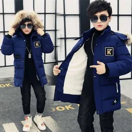 Kids Winter Clothes Plus Fleece Warm Boys Jacket Cotton Thick Hooded Coat for Boy Withstand The Severe Cold Outerwear 211203