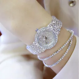 Róża Złota Bransoletka Zestaw Pełna Diamond Bangle Lady Luksusowa Dress Biżuteria Zegarek Bling Crystal Drop