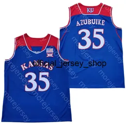 2020 Ny Kansas Jayhawks College Basketball Jersey NCAA 35 Udoka Azubuike Vitblå Alla Sömda och Broderi Män Ungdomsstorlek