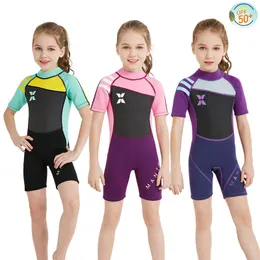 Girls 2.5mm swim wear children short Diving suit girl keep warm Neoprene Wetsuit deep water warmth swimwear UV protection swimsuit snorkeling diver suit