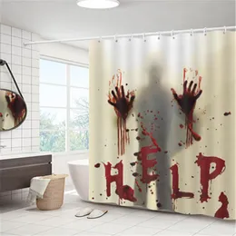 Party Decoration Halloween Horror Shower Curtain HD 3D Tryck Polyester Waterproof Partition Home