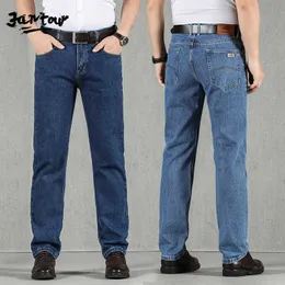 Höst vinter jeans män 100% bomull hög kvalitet lösa raka denim byxor företag klassiska overall byxor stor storlek 40 42 210622