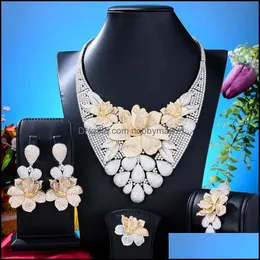 Earrings & Necklace Jewelry Sets Soramoore Disc Balls Luxury Nigerian Dubai For Women Cubic Zircon Wedding Bridal 2021 Drop Delivery Jonpe