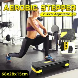 Adjustable Aerobic Steppers Non-slip Cardio Yoga Pedal Stepper Home Gym Workout Exercise Fitness Step Equipment Max Loading 100KG Balance Plastic Platform Trainer