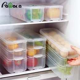 Kühlschrank des Kunststoffaufbewahrungsbehälters Lebensmittelspeicherbehälter mit Deckel für Küchen Kühlschrankkabinett Gefrierfach Schreibtisch Organizer 210315