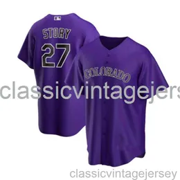 Trevor Story #27 Purple Baseball Jersey XS-6XL Сшитая мужчина, женщины молодежный бейсбол Джерси