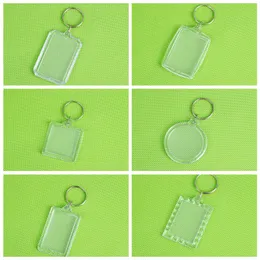 Acrylic Keychain Blanks Sätt in fotoramar och listningar plastknappar Square Key Rectangle Heart Circular TX0039