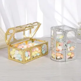 Treasure Chest Candy Box Wedding Favor Mini Pudełka Prezent Plastikowy Przezroczysty Biżuteria Stoage Case