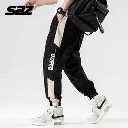 SAZ 2021 Spring Autumn Black Joggers Trousers Mens Fashion Baggy Hip Hop Cargo Harem Pant Street Wear Man Cclothing X0723