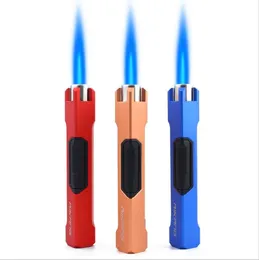 Newest Strong Pen Torches Jet Lighter Butane Windproof Straight Ciagr Lighters Igniter NO Gas For Kitchen barbecue Tools 3 colors