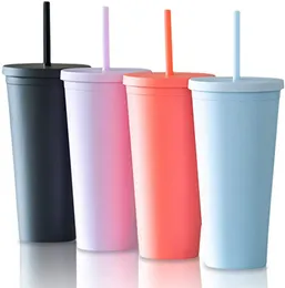 22oz Pastel Colored Acrylic Cups with Lids and Straws Perfect for coffee, tea, lemonade, water, cocktails, juice, smoothies, milkshakes