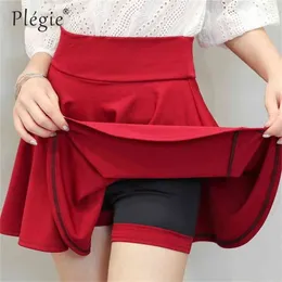 Plegie Plusサイズ4xlショーツスカートレディース夏Aラインスクールハイウエストプリーツ女性韓国のエレガント210619