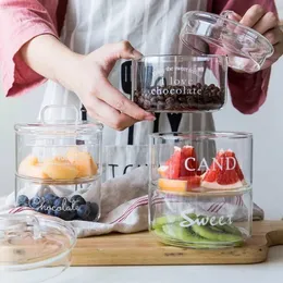 積み重ね可能なガラス瓶と蓋の湿気防止調味料貯蔵瓶の分類シール缶キッチンサラダボウルキャンディジャー