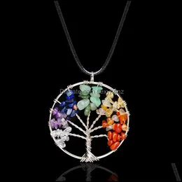 & Pendants Kol Mticolor Chakra Natural Stone Tree Of Life Pendant Necklaces Women Heart Necklace Fashion Jewelry Christmas Gifts K2354 Drop
