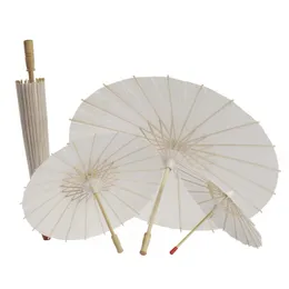 Guarda-chuva de papéis de bambu branco clássico guarda-chuvas de papel oleado artesanato faça você mesmo pintura em branco criativa guarda-sol de casamento de noiva