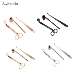 3pcs / set Candle Snuffer Trimmer Hook Rostfritt Stål Luxury Candle Scissors Wicks Holder Dipper Home Deco Rose Gold Silver Black 211222