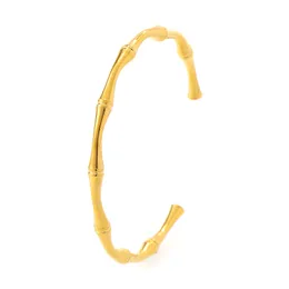 Gold Metal Bamboo Shape Bangle 14K Golds Women Bracelet - Minimalist Golden Cuff Bangles for Her