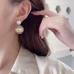 Fashion Woman Earrings Designers Women Chandelier S925 Silver Needle Stud Earings Earring Colourful Flower Zircon Elegant Earring Girls Party Lovers Gifts