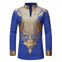 Hurtownia 2020 Męska wiosna i jesień stand-up Collar Collar Swetover Koszula męska Afrykański Szef drukowany Robe ZT-FZ38