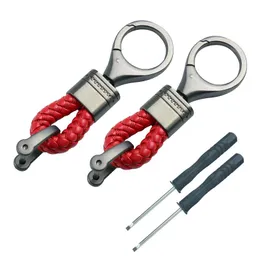 Keychains 2pcs Detachable Auto Accessories Durable Anti Lost Car Keychain PU Leather Interior Men Women Ring Business Gift Braided Strap