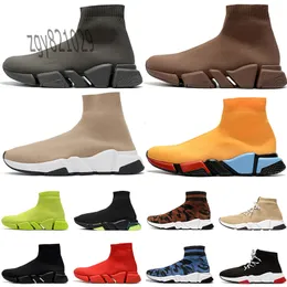 2022 Designer Sock Sports Trainers 2.0 Treinador de Lace-up Sapatos Casuais Luxo Paris Mulheres Homens Nude Glitter Graffiti Corredores Sneakers Moda Meias Botas Paris Knit Zgy