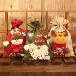 Jul leksak leveranser Santa presentväska godisväskor Snowflake Crisp Drawstring Merry Xmas dekorationer för hem presenter 0588