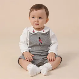 2Pcs Spanish Newborn Baby Clothes Set Infant White Shirt Top Jumpsuit Suits Toddler Boy Outfits Cartoon Embroidery Clothing 210309