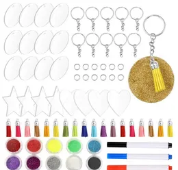 Kreativer Schlüsselanhänger, 4 cm leere Scheibe mit 3 cm Wildleder-Quaste, Vinyl-Schlüsselanhänger erhältlich, monogrammierter, klarer Acryl-Quasten-Schlüsselanhänger