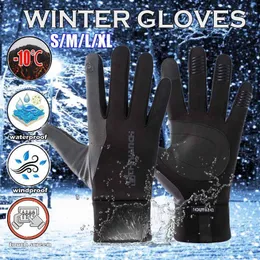 Skidhandskar termiska män kvinnor vinterskidåkning fleece unisex utomhus sportvattentät vindtät skärminduktion handskar