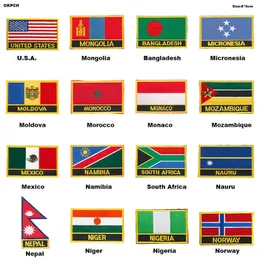 National Flag Broderi Patch Badge U.S.A. Mongoliet Bangladesh Micronesia Moldavien Marocko Monaco Moçambique Mexico Namibia