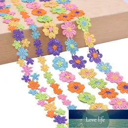 DIY 3 meter Färgrik Blomma Lace Trim Mini Daisy Ribbon för bröllop Hem Broderat Handgjorda Sewing Craft Accessory