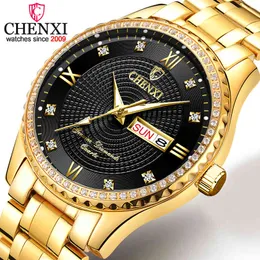 Chenxi Herrenuhren Top-marke Luxus Goldene Voller Stahl Quarzuhr Männer Gold Uhr Mode Männliche Armbanduhren Relogio Masculino Q0524