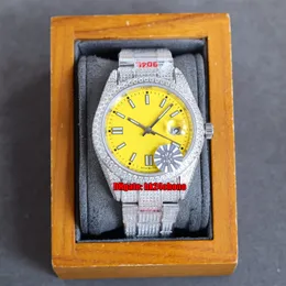 7 스타일 RRF 럭셔리 시계 126300 41mm 아이스 풀 다이아몬드 ETA2824 자동 망 시계 노란색 다이얼 904L 스테인레스 스틸 다이아몬드 팔찌 Gents Wristwatches