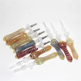 narghilè per fumatori Mini Kit 10mm Dab Straw Oil Rigs Micro Set Tubo per acqua in vetro Punta in titanio