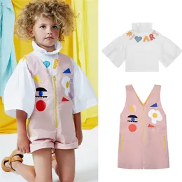 Hallon plommon barn flickor stilfulla rosa overaller och blus matchande toddler sommar vår mode kläder barn märke 210619