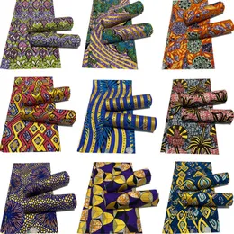 100% Cotton Top Golden Powder Prints Real Wax African Tyg Senaste designer Sying Wedding Dress Tissu Making Craft Loincloth 210702