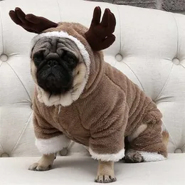 Höst vinter varm fleece husdjur hund kläder för liten s jul kostym jumpsuit valp kappa jacka chihuahua pug kläder 211027