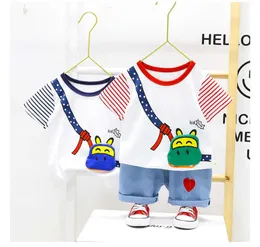 0-5 anni Set di vestiti estivi per ragazza Moda casual Cartoon T-shirt attiva + pantaloni Capretto Bambini Neonato 210615