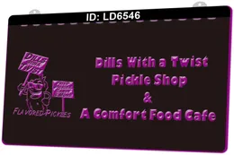 LD6546 Dills With A Twist Pickle Shop Comfort Food CafeLight Sign 3D Gravering Led Wholesale Retail